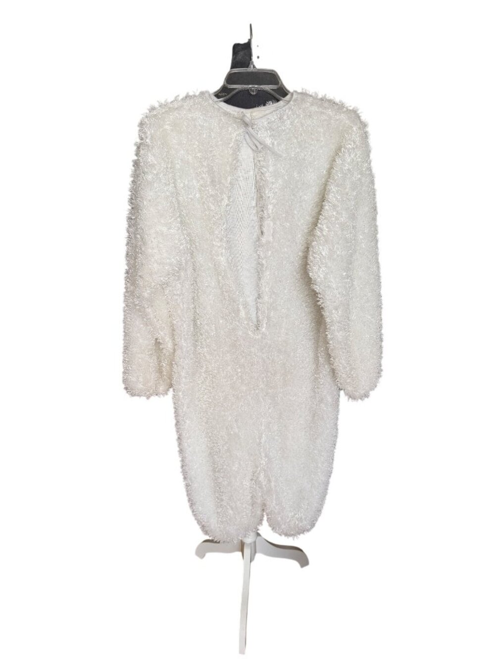 Jerry Beck White Fuzzy Costume Pajama Style Full Body With Tie Closure - Picture 2 of 3